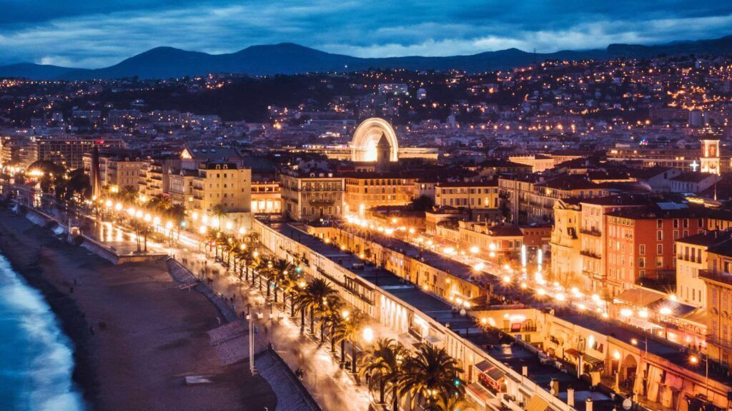 Nice, France at night